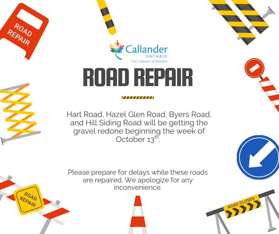 Hart Rd, Hazel Glen Rd, Byers Rd, and Hill Siding Rd Repairs Coming Soon